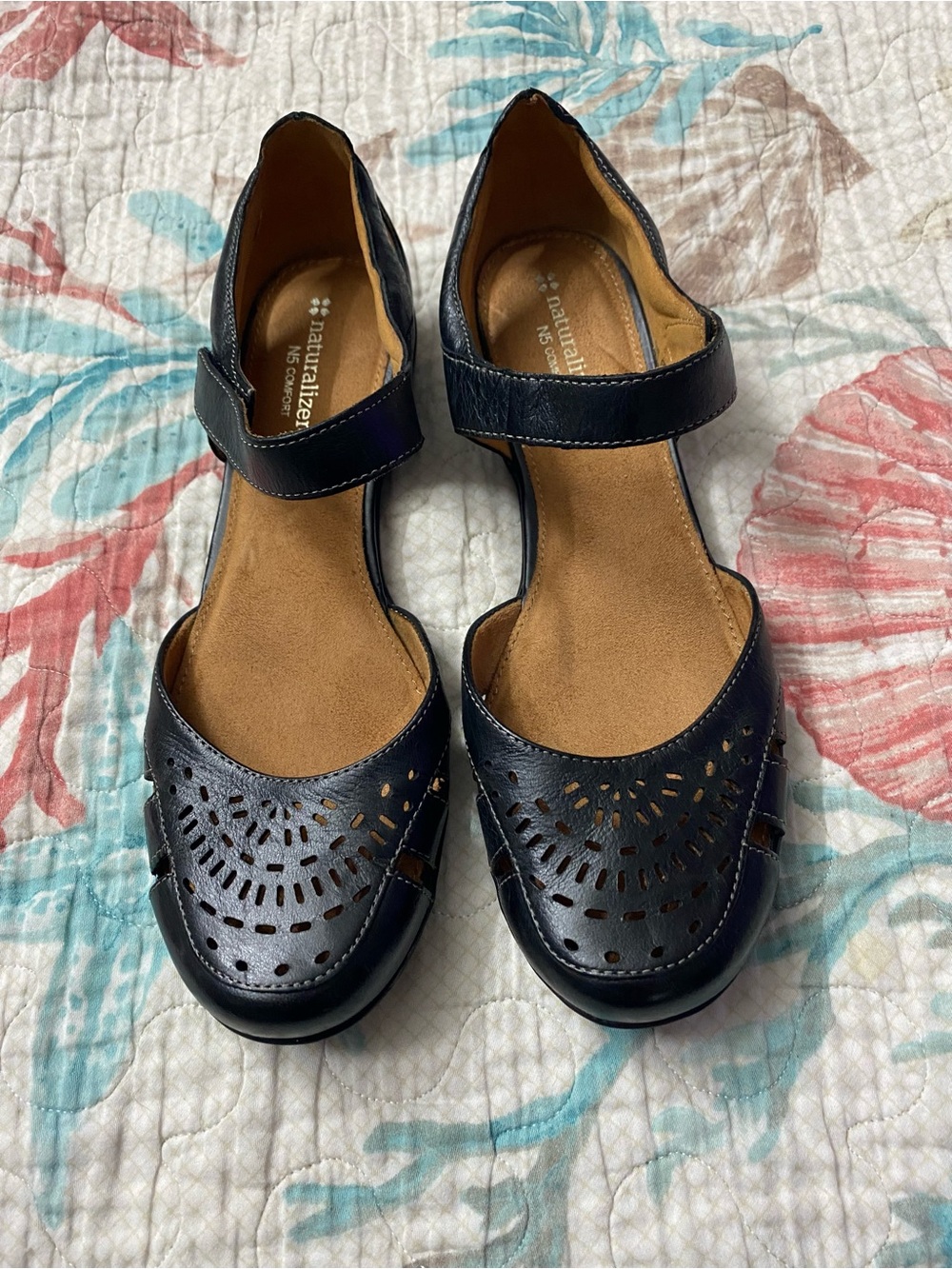 Naturalizer N5 Comfort Mary Jane Flats | Black Leather Cushioned | Size 8.5N